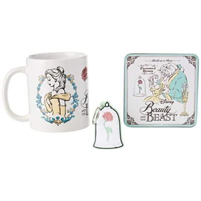 Afbeelding van Pyramid International Belle en het beest cadeauset met mok, onderzetter sleutelhanger in presentatie geschenkdoos (Beauty and The Beast Design) 325 ml keramische mok officiële koopwaar