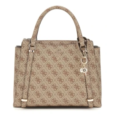 Afbeelding van Guess Erica Satchel Handtas, Dames, Maat: One Size, Latte logo