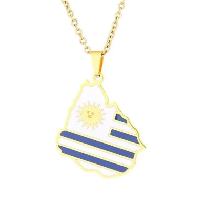 Afbeelding van Ketting Uruguay Kaart Goudkleurig Vlag