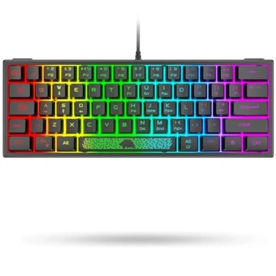 Afbeelding van UK Layout Bedraad Gaming Toetsenbord, 60% Compact 62 Toetsen RGB Mechanisch Gevoel Mini Draagbaar 19 Anti ghosting Ergonomisch Voor PC Laptop XBOX Windows ​Computer Gamer and Office, Zwart