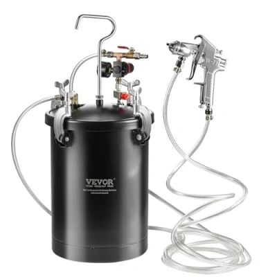 Afbeelding van VEVOR Drukpot voor spuitverf, 15 l/3,75 gal drukpot, 60 psi Adjustale druk, stalen verftank met spuitpistool, slangen, manometer, huisdecoratie en industrie schilderen