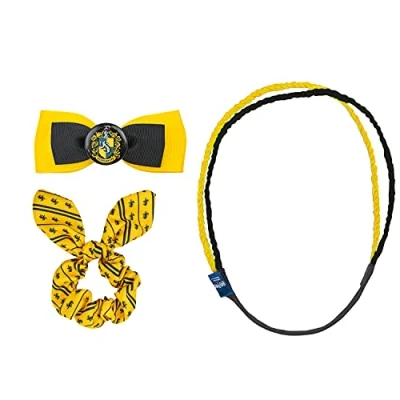 Afbeelding van Cinereplicas RD RS493117,Harry Potter Hufflepuff Trendy haaraccessoires (haarspeld met één knoop, dubbele hoofdband, haarelastiek),Kleur: Zwart/Bruin,
