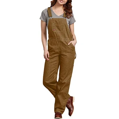 Afbeelding van Dickies Denim Bib Overall voor dames, Gespoelde bruine eend, XS