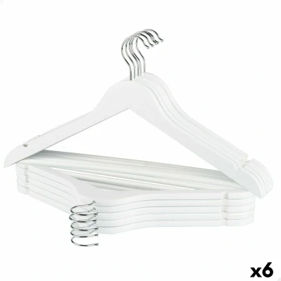Afbeelding van Kleerhangerset Max Home Wit Hout Staal 44,5 x 23 1 cm 10 Onderdelen (6 Stuks)