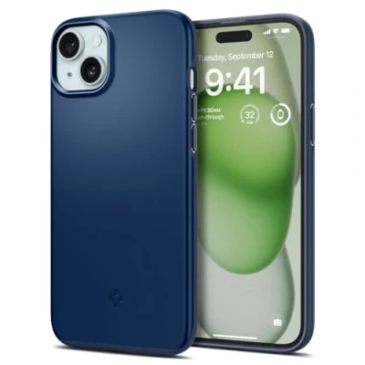 Afbeelding van Spigen Thin Fit Hoesje voor de Apple iPhone 15 Plus Back Cover Blauw