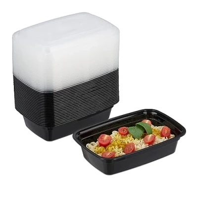 Afbeelding van Relaxdays meal prep bakjes set van 24 herbruikbaar lunchbox 1 vak met deksel