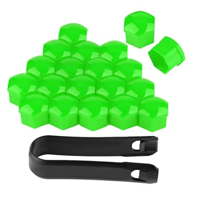 Afbeelding van Wielmoer, velgafdekking, schroefdop, decoratieve bescherming, 20 stuks, 17 mm, moer, auto, naaf, schroefbescherming, diefstalbeschermdeksel, groen