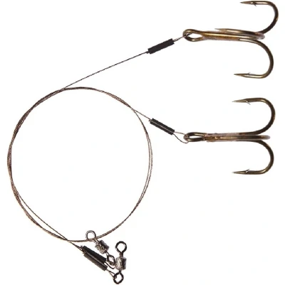 Afbeelding van Dragon Treble Hook Leader 1x7 Surfstrand AFW 18kg 40cm no.1/0 (2stuks) Roofvis onderlijnen