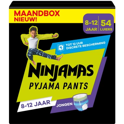 Afbeelding van Pampers Ninjamas Nachtluiers Maat 8 (8 12 jaar) Jongen 54 stuks