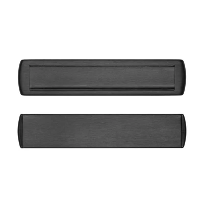 Afbeelding van AXA briefplaat met tochtklep en schacht Curve Plus deurdikte tot 102mm. aluminium/zwart geslepen