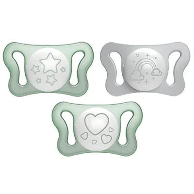 Afbeelding van Chicco PhysioForm Micrò Lumi, fopspeen voor baby&#039;s in het donker, licht, met mini borst, ergonomische vorm, ondersteunt de juiste ontwikkeling van mond, 0 2 maanden, stuks, neutraal