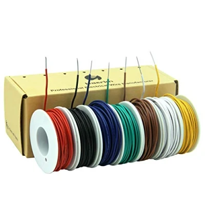 Afbeelding van Haerkn Elektrische draadkabel, 0,5 mm², 20 AWG, solide vertind koperdraad, super flexibel, 7 kleuren, van elk meter op spoel, DIY