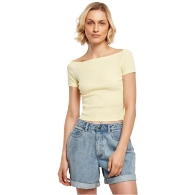 Afbeelding van Urban Classics OFF Shoulder Tshirt basic, Dames, Maat: XS, Softyellow