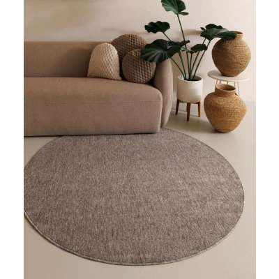 Afbeelding van Rond Vloerkleed Lush Taupe/lichtgrijs 100 Cm