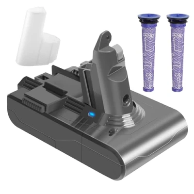 Afbeelding van Waitley V6 accu, 6000 mAh reserveaccu voor Dyson DC62 DC59 DC61 DC58 DC72 DC74 SV03 SV04 SV05 SV06 SV07 SV09 stofzuiger met 2 voorfilters, zonder schroeven nodig.