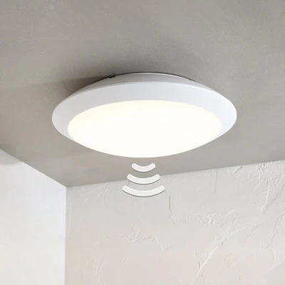 Afbeelding van Lindby LED plafondlamp 1licht polycarbonaat, ABS H: 8.5 cm wit (RAL 9003), Inclusief lichtbron