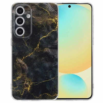 Afbeelding van Samsung Galaxy S24 FE Hoesje Siliconen en TPU (zacht) imoshion Softcase/Backcover Black Marble Telefoonhoesje