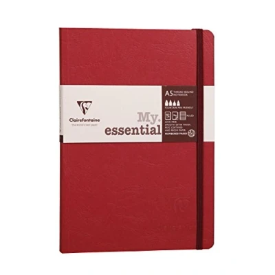 Afbeelding van Clairefontaine 793462C Age Bag Collection Rood My.Essential notitieboek elastische sluiting en genaaid inbinding A5 14,8x21cm 192 lineair Ivoorwit papier van 90g Glanzende nerf kaft