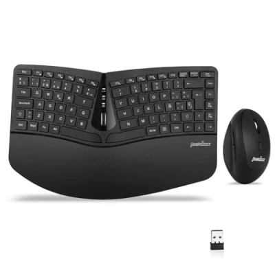Afbeelding van Perixx Periduo 606 Compact ergonomisch toetsenbord en draadloze verticale muis, verstelbare polssteun low profile toetsen, instelbare dpi, QWERTY Spaans