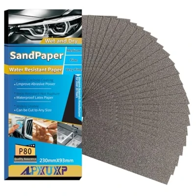 Afbeelding van ALPXUXP Schuurpapier Set,20 stuks 93 x 230mm Korrel P80 Droog/nat voor Handschuren,voor Het Polijsten van Automobiel Metaal Kunststof Hout