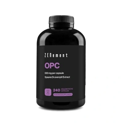 Afbeelding van capsules met druivenzaadextract, 530 mg Spaans druivenzaadextract per capsule 99% OPC (oligomere proanthocyanidines) 240 veganistische (8 maanden levering) Voor mannen en vrouwen