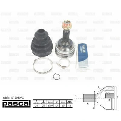 Afbeelding van Homokineet reparatie set, aandrijfas PASCAL G12080PC