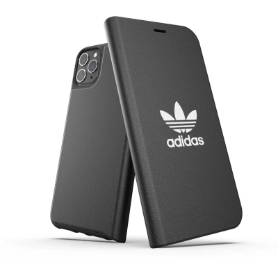 Afbeelding van adidas Originals kunststof booklet hoesje voor iPhone 11 Pro Max zwart met wit