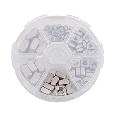 Afbeelding van INCREWAY M3 M4 M5 M6 M8 RVS Vierkante Moeren Assortiment Kit Zilver Tone 100 Stks