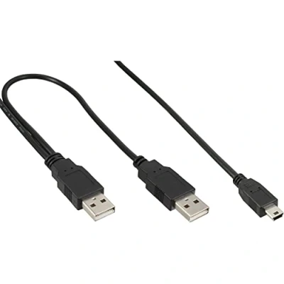 Afbeelding van InLine® mini USB 2.0 Y kabel, 2x A/M naar 5 pins M, 1.5m