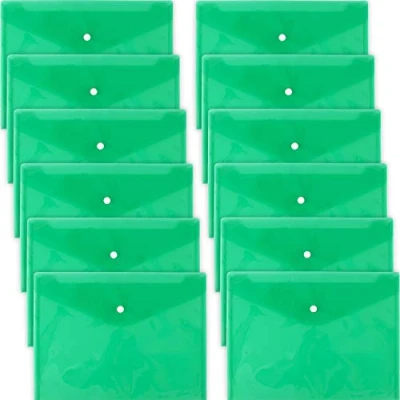 Afbeelding van D.RECT 5530, 12 stuks, A4, documentenmap met drukknop, documententas, verzamelmap, groen