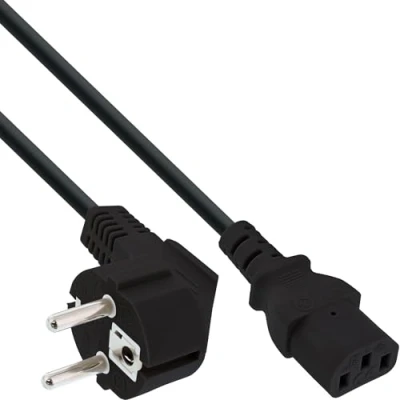 Afbeelding van InLine 16651M netsnoer, geaard contact hoek op koude apparaatstekker C13, 0,5 m