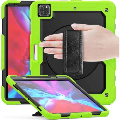 Afbeelding van Casecentive Handstrap Pro Hardcase met handvat iPad 12.9&quot; 2022 / 2021 2020 2018 groen