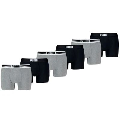 Afbeelding van 6 x Puma Boxershort Everyday Placed Logo Grey Melange / Black maat L
