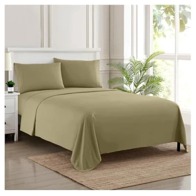 Afbeelding van Sweet Home Collection Luxe Beddengoed Set met Flat, Hoeslaken, 2 Kussenslopen, Microvezel, Salie, Twin