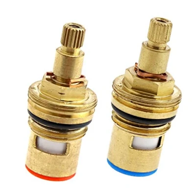 Afbeelding van ENET YINETTECH Kraankleppen Vervanging Koud/Warm Water Messing Keramische Disc Insert Klier Cartridge 1/4 Kwart Draai 20 Tanden G 1/2&quot;