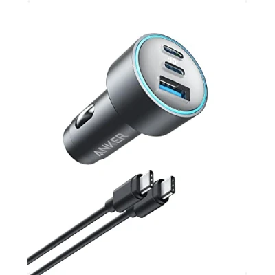 Afbeelding van Anker USB C autolader, compacte 67W snellader met drie poorten, 535 autolader PIQ 3.0 voor iPhone 14/14 Plus/14 Pro/14 Pro Max, Galaxy S23, MacBook Pro, iPad Air en meer (USB kabel inbegrepen)