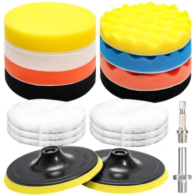 Afbeelding van 150 mm polijstsponzen, 18 stuks polijstpads, autopolijstpads, polijstpads voor accuschroevendraaier, polijstmachine, polijstpad, boormachine polijsten, slijpen, waxen