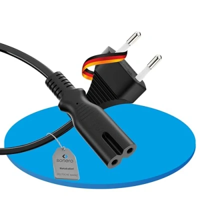 Afbeelding van sonero Stroomkabel netsnoer 2 polig, 2,0 m, eurostekker type C stekker naar IEC bus, C7, Euro 8 stekker, voedingskabel voor tv, PS5, PS4, PS3, huishoudelijke apparaten, zwart