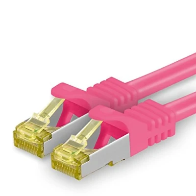 Afbeelding van Cat.7 Ethernet Cable Gigabit LAN Netwerkkabel RJ45 1m magenta 1 stuk Cat7 Kabel netwerk ruwe 10 Gb s SFTP PIMF LSZH set Patchkabel met Rj 45 connector Cat.6a