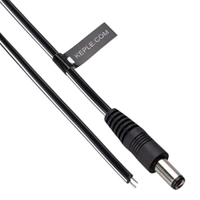 Afbeelding van DC Verlengkabel Mannetje 2.5mm / 5.5mm Jack Pigtails Blote Plug Connector Barrel Wire Compatibel met CCTV Beveiligingscamera, IP Camera, DVR Standalone, LED strip, Bewakingsmonitoren (2m Zwart)