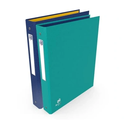 Afbeelding van OXFORD Set van 2 A4 mappen, 4 ringen, rug 40 mm, Bicolor Recyc+, blauw
