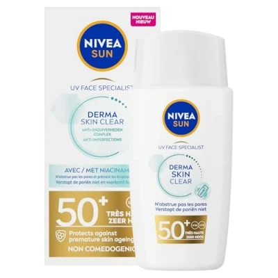 Afbeelding van 3x Nivea Sun UV Face Specialist Derma Skin Clear Fluid SPF 50+ 40 ml