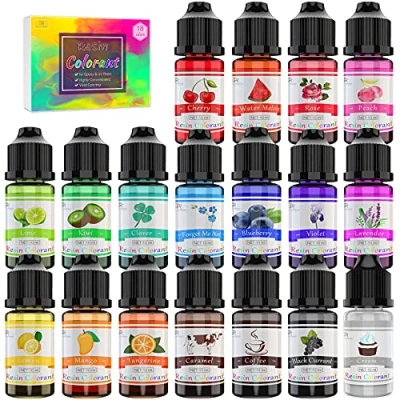Afbeelding van 18 epoxyharskleurstoffen, UV harskleurstof, vloeibare epoxyhars, transparant, voor het inkleuren van kunsthars, handwerk, epoxyverf schilderen, 10 ml