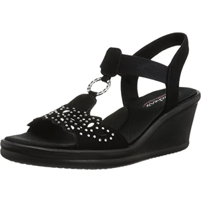 Afbeelding van Skechers Dames Rumblers Queen B Wedge sandaal, Zwart, 39 EU