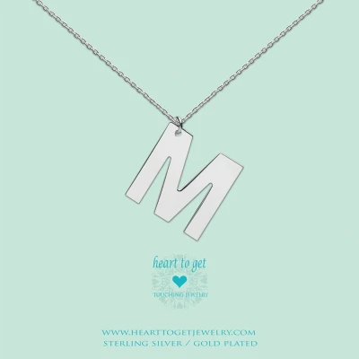 Afbeelding van Heart to get LB154INM16S Ketting Big Initial letter M zilver 40 48 cm