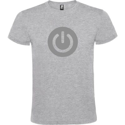 Afbeelding van Grijs T shirt ‘Power Button’ Zilver Maat 4XL