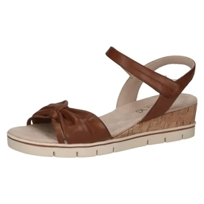 Afbeelding van Caprice Sandalen met sleehak, Dames, Maat: 42, Cognac nappa Leer