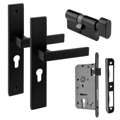 Afbeelding van Eliot deurklink op schild profielcilinder 72mm met insteekslot en knopcilinder 3 sleutels