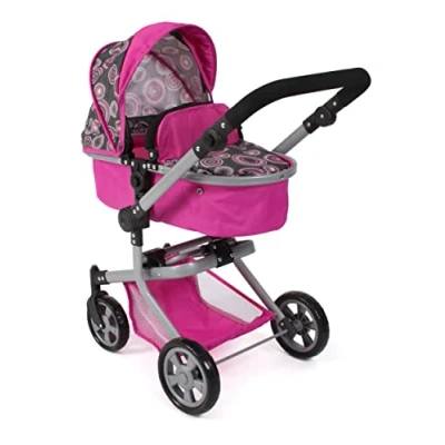 Afbeelding van Bayer Chic 2000 Poppenwagen Mika, 2 in 1 combipoppenwagen voor kinderen van 4 tot 8 jaar, Hot Pink Pearls, 595 87