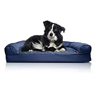 Afbeelding van Furhaven groot orthopedisch hondenbed gewatteerde bankstijl w/verwijderbare wasbare hoes marineblauw,